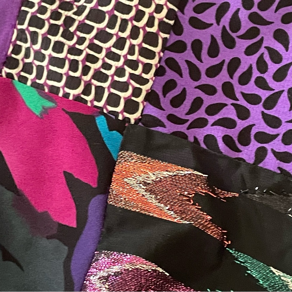 Vintage Shepherds Colorful Patchwork silk blend 70s 80s Made in Australia silky - Picture 9 of 14